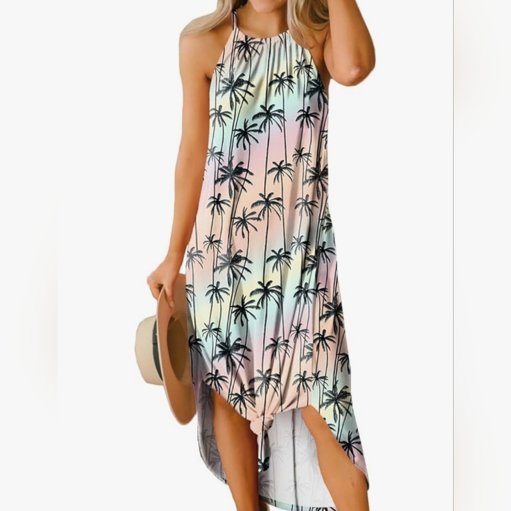 Tropical Palm Tree Maxi Dress. New Without Tags